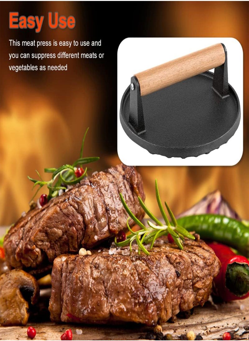 GGOOT - Burger Smasher Smash Burger Press Burger Press Cast Iron Round Iron Steak Grill Press Meat Bacon Press for Cooking Tool - Image 1