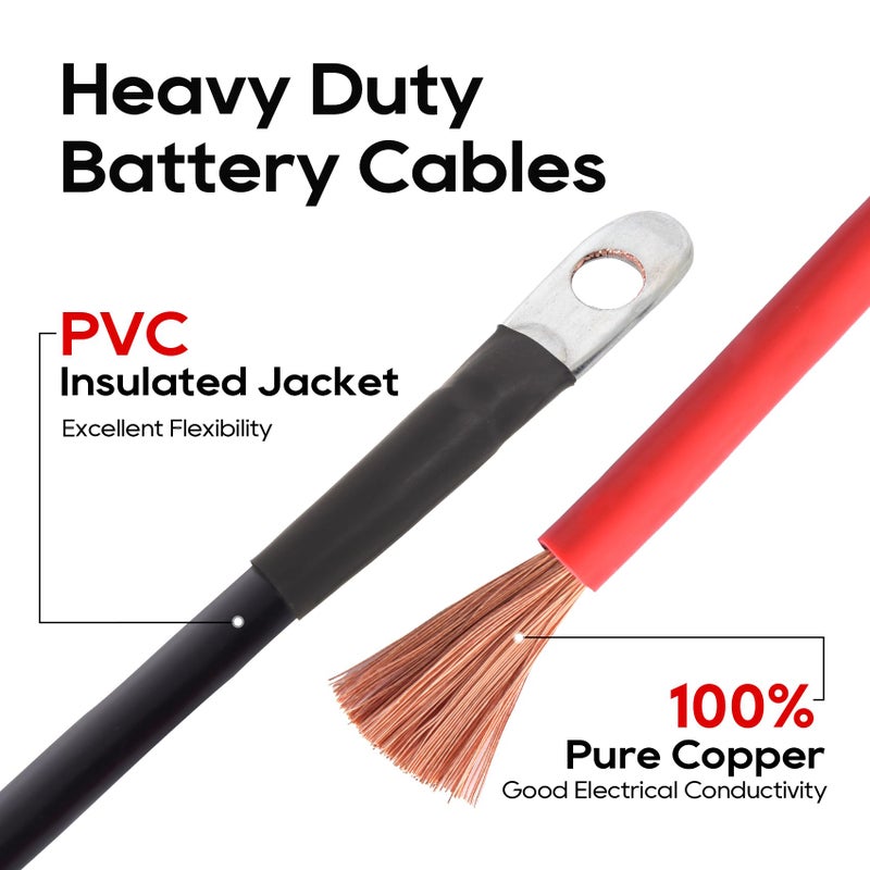 TOPDC 4 AWG Battery Cable 24-Inch Battery Inverter Cables Set All Copper Conductor Wire with 3/8" Ring Terminals (4 Gauge x 24 Inches) for Car Truck RV Solar, Replacement Parts & Accessories - Image 4