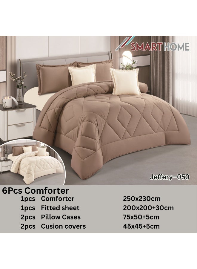 SMART HOME Summer Double Comforter Fits 200x200 cm - 6 Piece Luxury Microfiber Comforter Set, 100% Microfiber Comforter, Reversible Bedspread Set, Double Filled Bedspread Set, 6 Piece Sleeping Set (1 Filled Comforter + 1 Mattress Protector + 2 Pillowcases + 2 Square Decorative PillowCase) Bedspread Size 250x230 cm and Mattress Protector Size 200x200 cm - Image 2