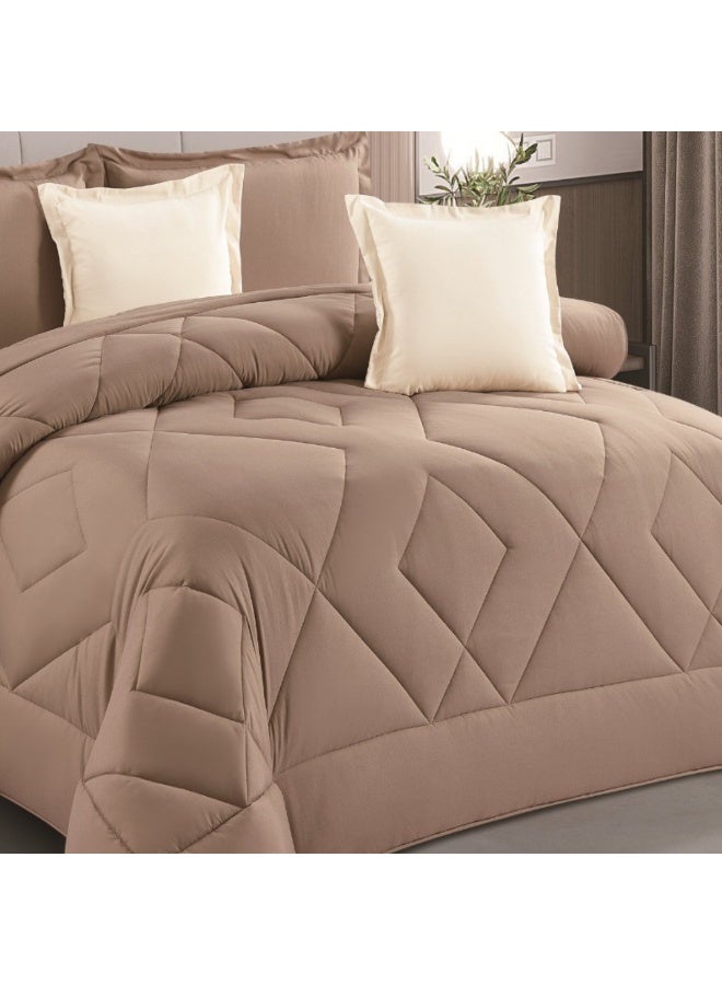 SMART HOME Summer Double Comforter Fits 200x200 cm - 6 Piece Luxury Microfiber Comforter Set, 100% Microfiber Comforter, Reversible Bedspread Set, Double Filled Bedspread Set, 6 Piece Sleeping Set (1 Filled Comforter + 1 Mattress Protector + 2 Pillowcases + 2 Square Decorative PillowCase) Bedspread Size 250x230 cm and Mattress Protector Size 200x200 cm - Image 4