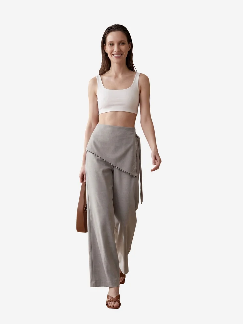 MY FASHION MY FASHION High-Waist Wide-Leg Crepe Trousers