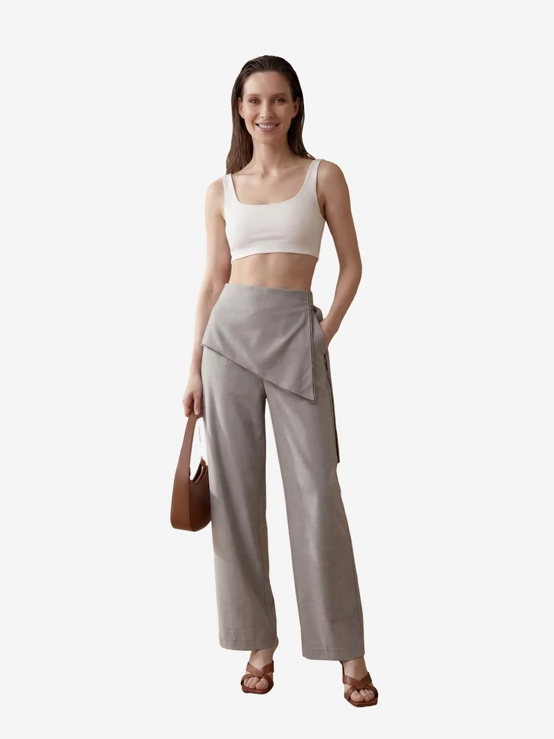 MY FASHION MY FASHION High-Waist Wide-Leg Crepe Trousers