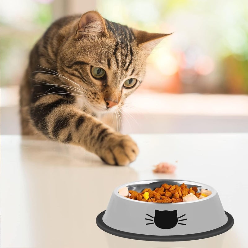 KASTWAVE Multi-goal comprehensive design 2 Pcs Stainless Steel Cat Food Bowls, Non-Slip Pet Feeding Bowls with Removable Rubber Base, Unbreakable 7 Oz Small Dog Cat Dishes for Food and Water, Easy to Clean, Colorful Pet Bowls Multi-color available build - Image 2