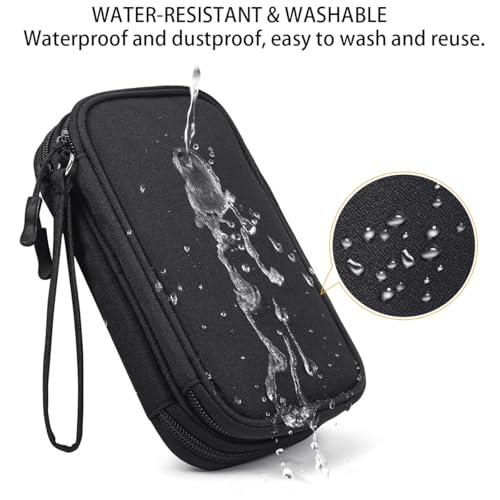 CAAORDKSO Electronics Organizer Travel Bag, Small Cable Organizer Case Waterproof Accessories Pouch, Travel Electronic Carrying Case for Cord, Charger, Phone, USB, Power Bank, Earphone (Black, Medium) - Image 4