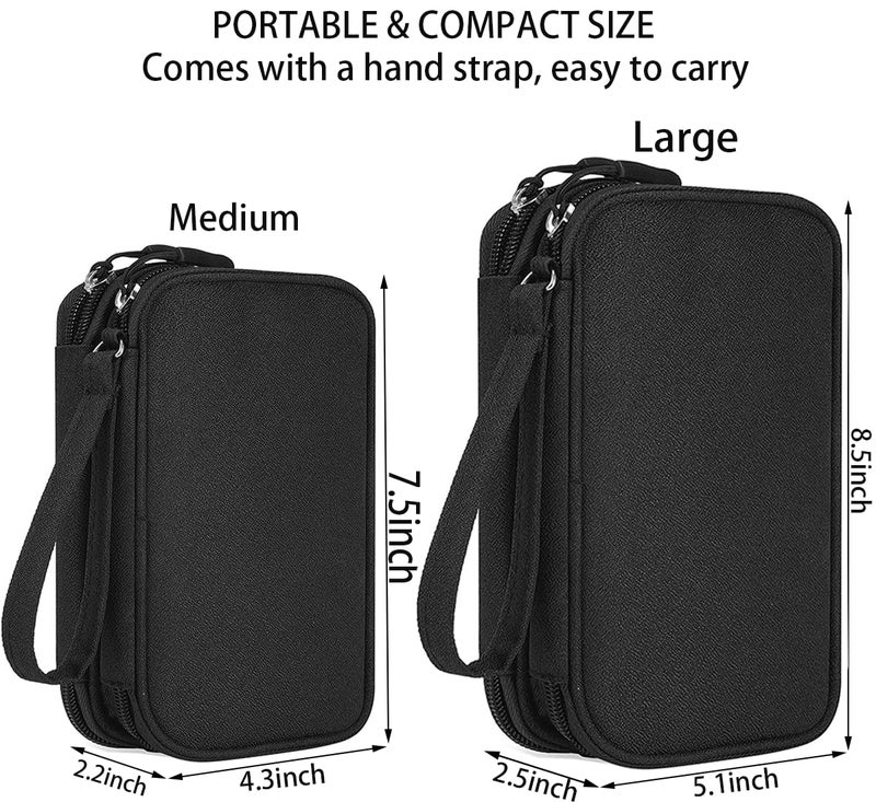 CAAORDKSO Electronics Organizer Travel Bag, Small Cable Organizer Case Waterproof Accessories Pouch, Travel Electronic Carrying Case for Cord, Charger, Phone, USB, Power Bank, Earphone (Black, Medium) - Image 2