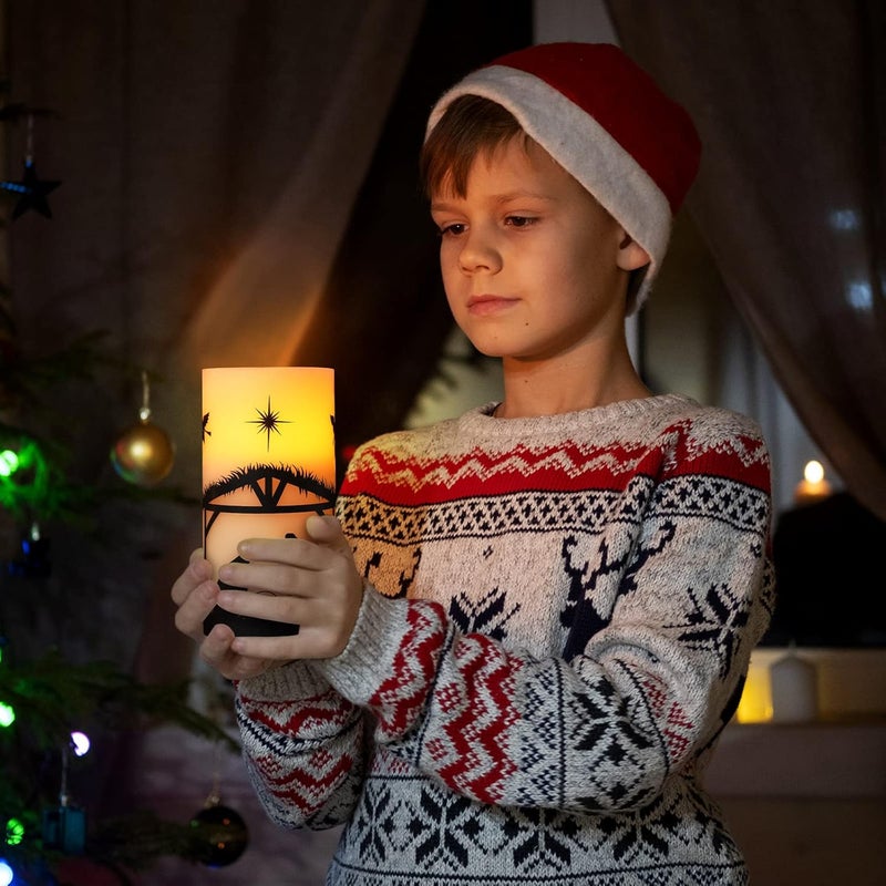 Spiareal مجموعة سبيا ريال 3 مشهد الميلاد شموع عيد الميلاد بدون لهب LED تعمل بالبطارية شمعة دينية لجدول العطلات المدفأة حافة النافذة ديكور داخلي - Image 3