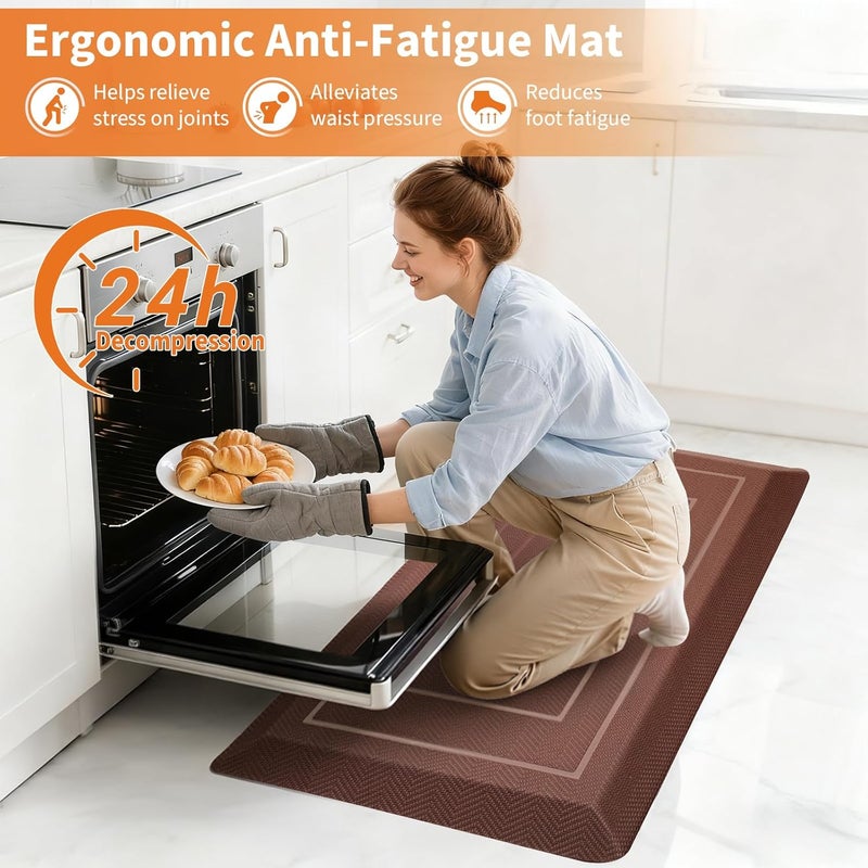 UKISS 9/10"" Extra Thick Cushioned Anti Fatigue Kitchen Mat, Waterproof High Density Foam Standing Desk Mat, Non-Slip Ergonomic Comfort Mat for Kitchen, Office,Workstation Black (Brown, 20" X 39") - Image 3