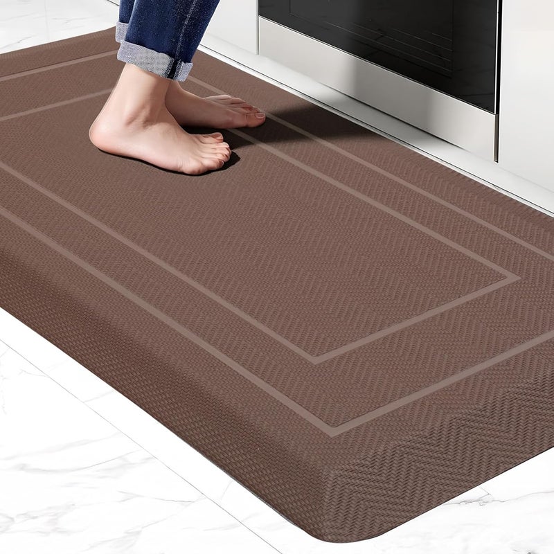 UKISS 9/10"" Extra Thick Cushioned Anti Fatigue Kitchen Mat, Waterproof High Density Foam Standing Desk Mat, Non-Slip Ergonomic Comfort Mat for Kitchen, Office,Workstation Black (Brown, 20" X 39") - Image 1