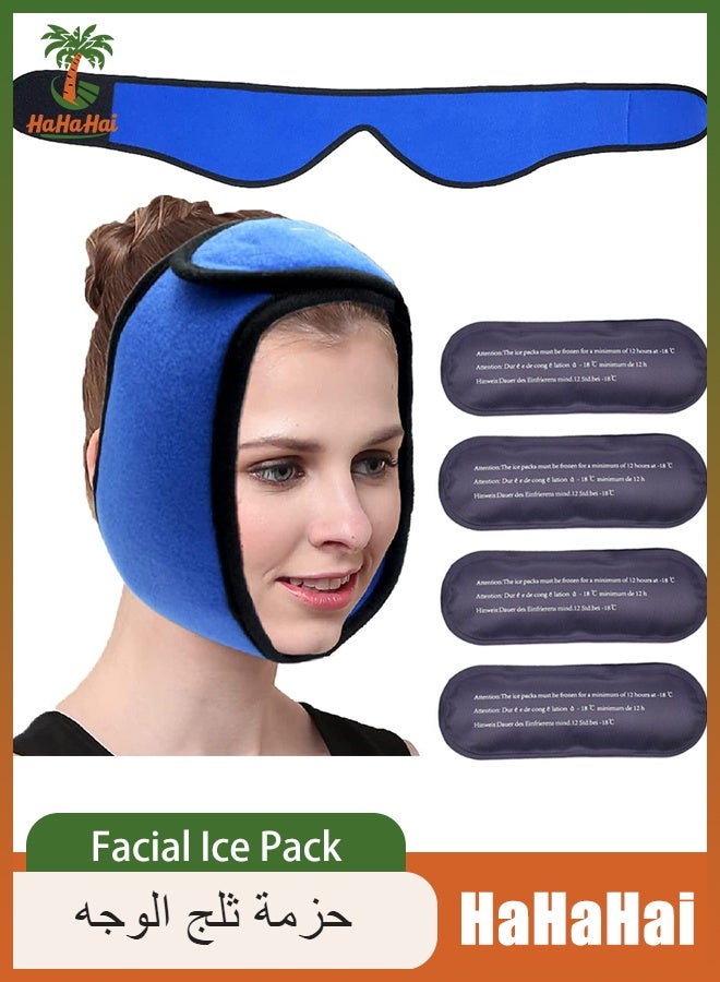 HaHaHai Face Ice Pack Wrap, Ice Pack Wrap with 4 Reusable Hot Cold Therapy Gel Packs, Pain Relief for TMJ, Wisdom Teeth,Dental Implants, Chin, Head, Oral and Facial Surgery - Image 1