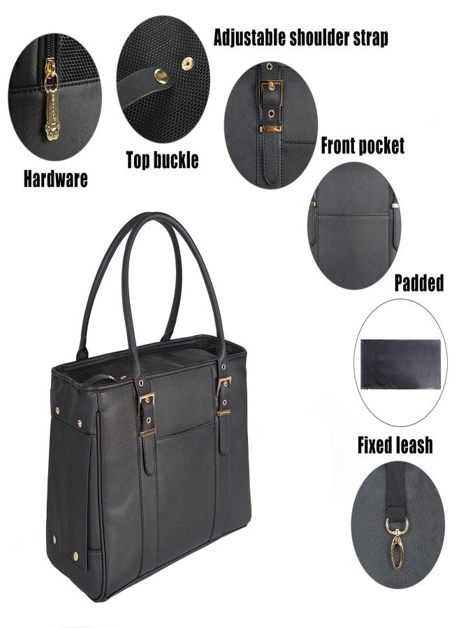 Minsong Fashion Pet Carrier Dog Purse Cat Bag Soft-Sided Carriers Travel Airline Approved, Stylish Leather Tote Handbag for Small Animal Puppy Kitten (Black) - Image 4