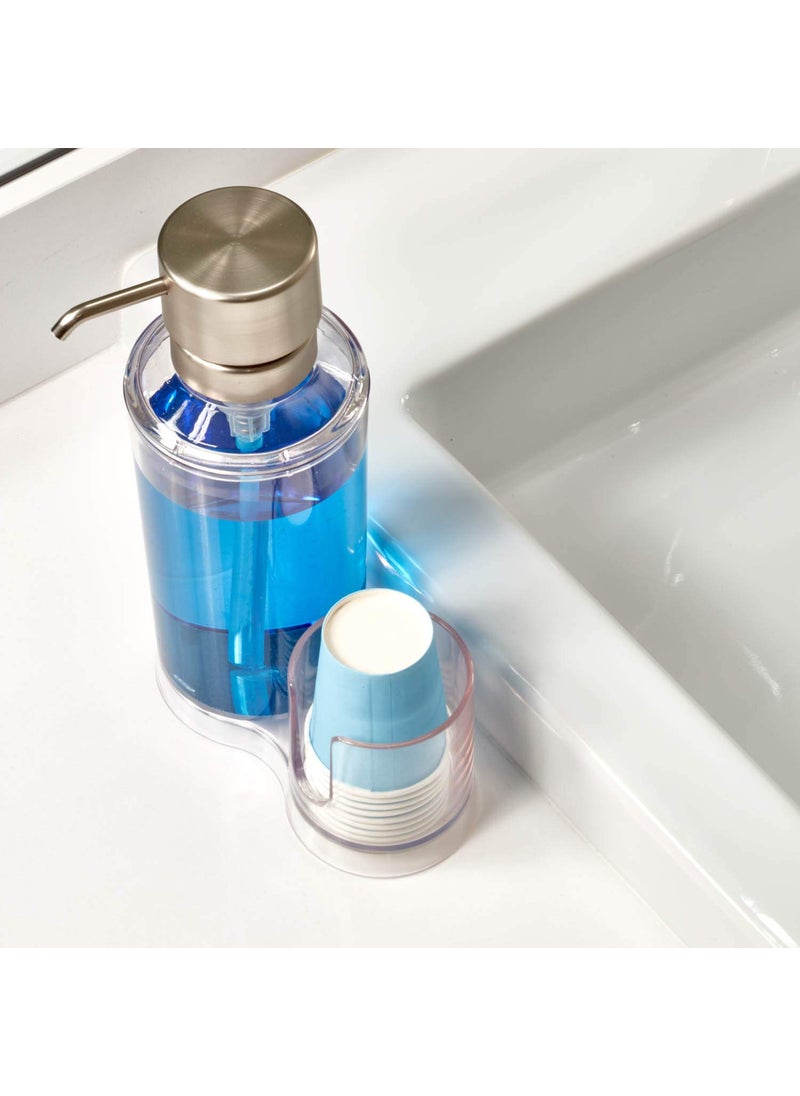 InterDesign iDesign Mouthwash Dispenser Pump with Attached Paper Cup Holder Caddy, The Clarity Collection – 6.25” x 3.5” x 9.25”, Clear  - Image 4