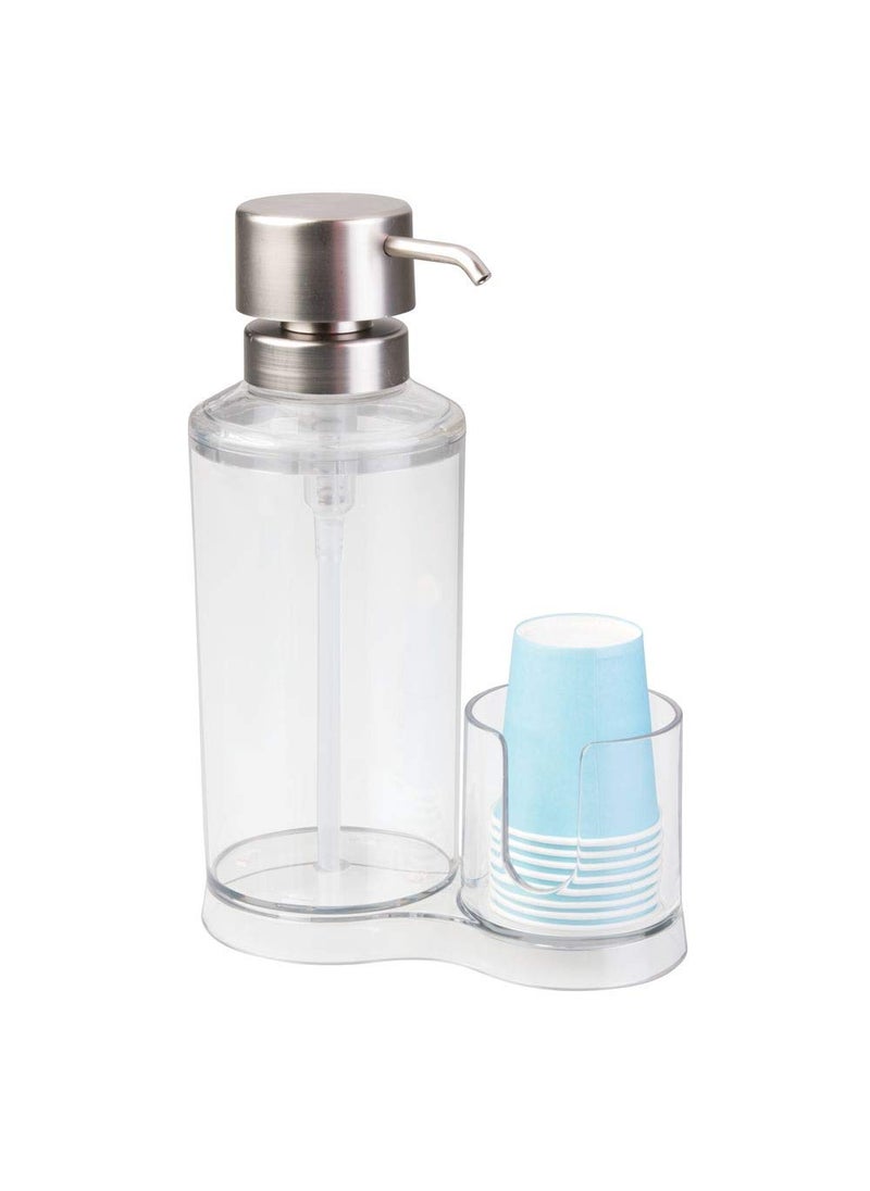 InterDesign iDesign Mouthwash Dispenser Pump with Attached Paper Cup Holder Caddy, The Clarity Collection – 6.25” x 3.5” x 9.25”, Clear  - Image 5