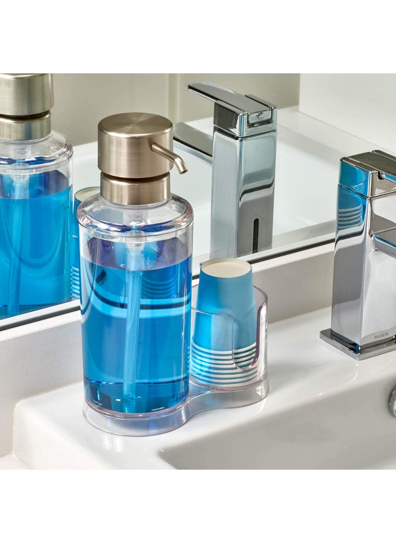 InterDesign iDesign Mouthwash Dispenser Pump with Attached Paper Cup Holder Caddy, The Clarity Collection – 6.25” x 3.5” x 9.25”, Clear  - Image 3