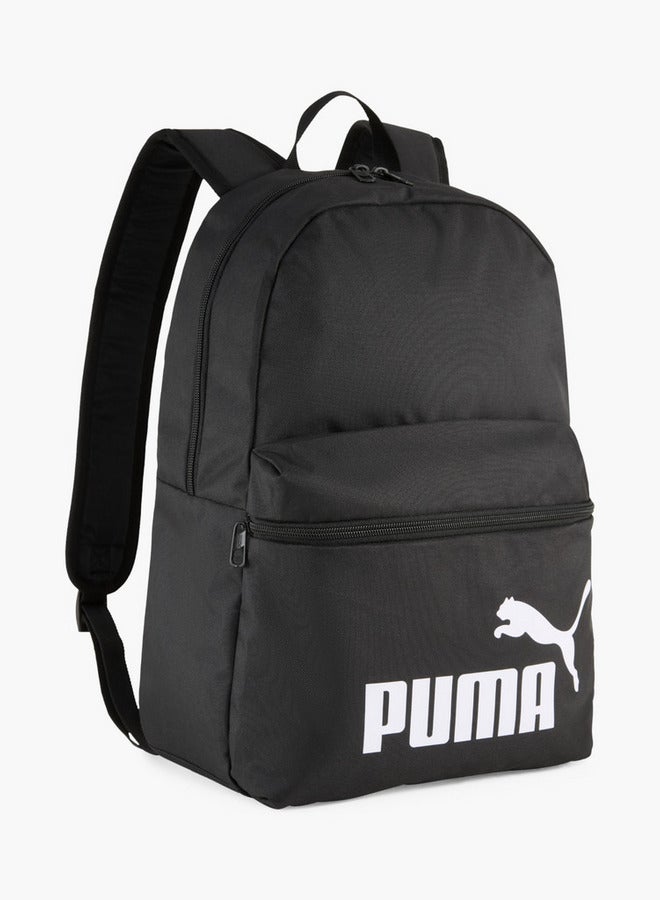 PUMA Logo Print School Backpack with Adjustable Shoulder Straps and Zip Closure  - Image 1