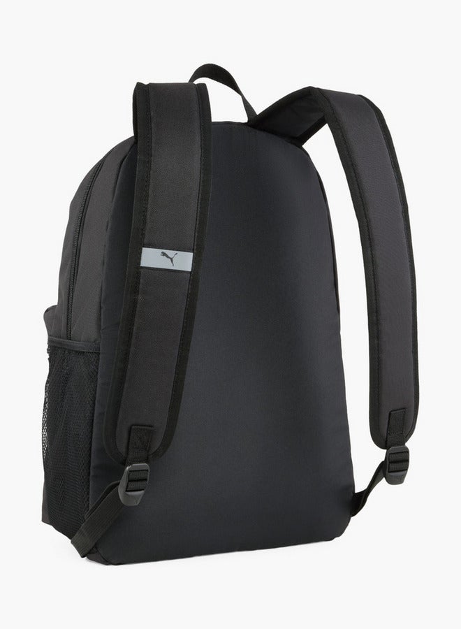 PUMA Logo Print School Backpack with Adjustable Shoulder Straps and Zip Closure  - Image 3