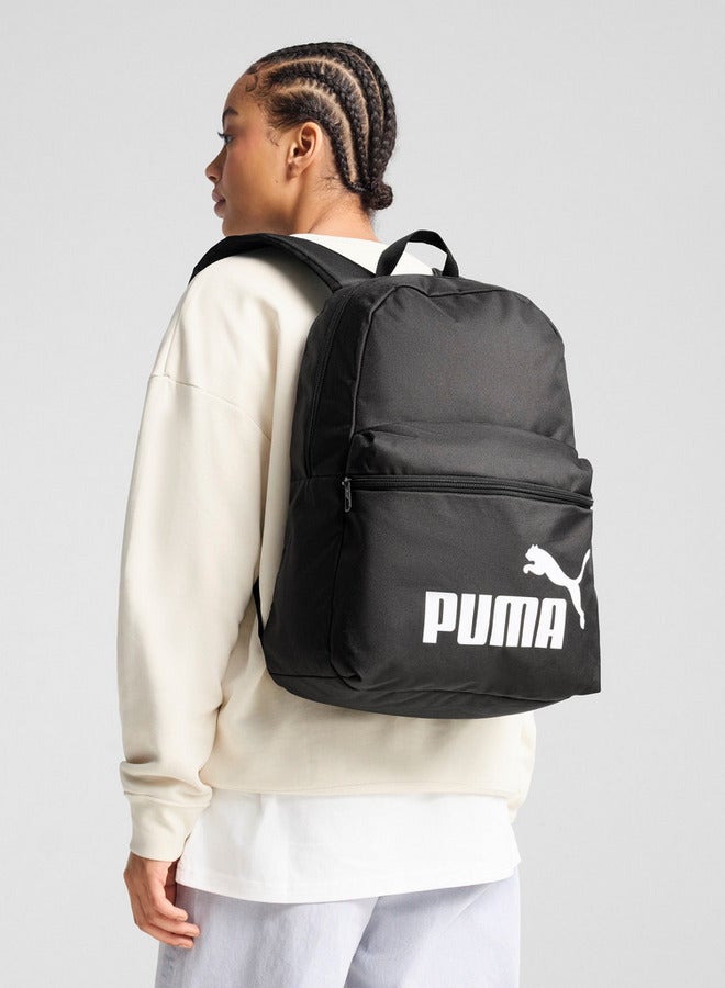 PUMA Logo Print School Backpack with Adjustable Shoulder Straps and Zip Closure  - Image 2