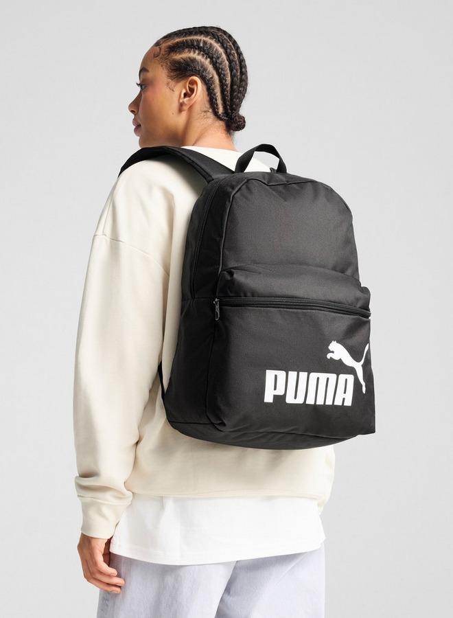 PUMA Logo Print School Backpack With Adjustable Shoulder Straps And Zip Closure - Image 2