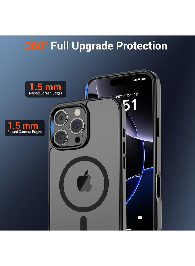 WRISTWISE Case for iPhone 16 Pro (Military Grade Drop Protection) Translucent Matte Shockproof with Anti-Fingerprint Phone Cover, Black - Image 2