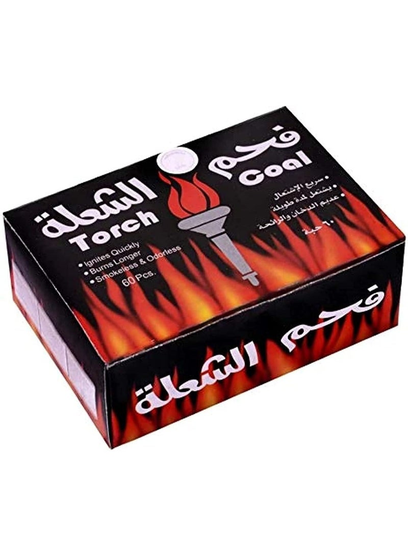 تورش فحم سريع الاشتعال، فحم طويل الأمد للبخور | للشواء | كل علبة تحتوي على 60 قطعة | 12 علبة - Image 4