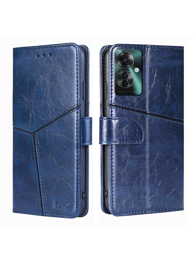 S-TOP Case For OPPO Reno11 F 5G Geometric Stitching Leather Phone Case - Image 1