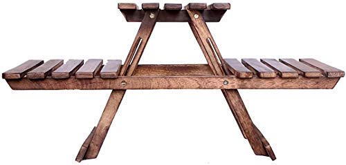 DECORVAIZ Vintage Wooden Multipurpose Folding Rack/Plant Stand with 3 Decks/Living Room Side Stand/Wooden Stool/Flower Pot Stand/Vase Stand Plant Stand for Garden and Outdoors - Image 5