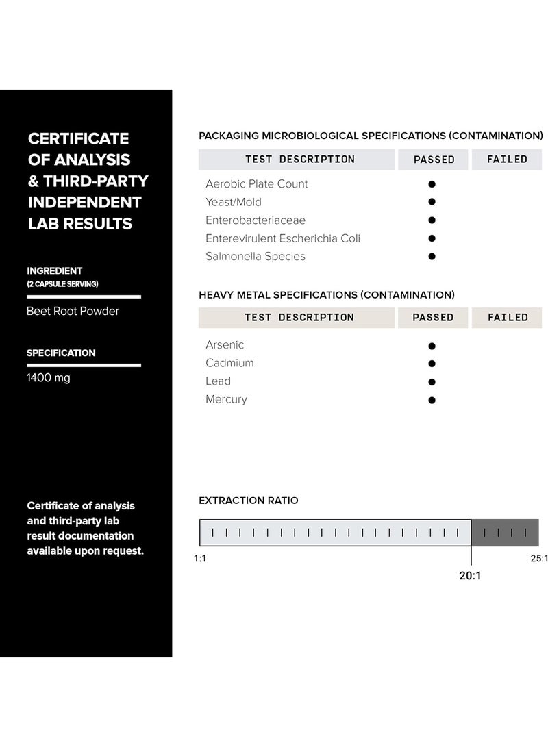 Toniiq Concentrated Extract Beet Root Capsules Thirdparty Tested Beets Supplements 120 Veggie Caps 60 Servings - Image 4