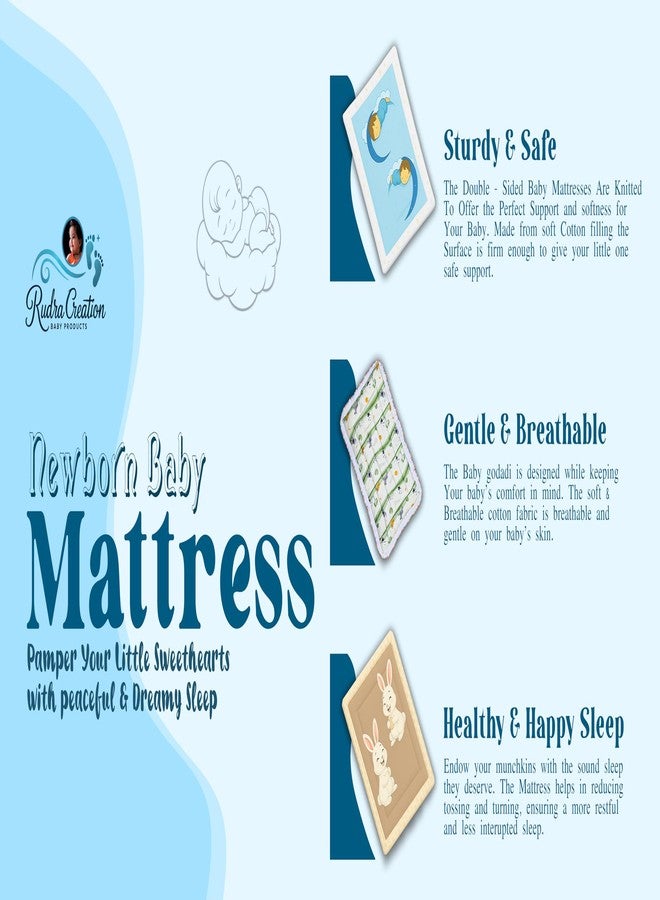 RUDRA CREATION® Baby Cotton Crib Sheet with Animal Print, Newborn Bedding Mat, Soft Godadi, Green and White - Image 4