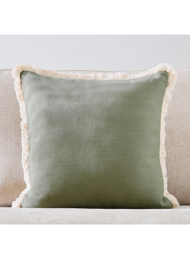 Home Box Artist Verde Solid Fringe Filled Cushion 50 x 50 cm  - Image 1