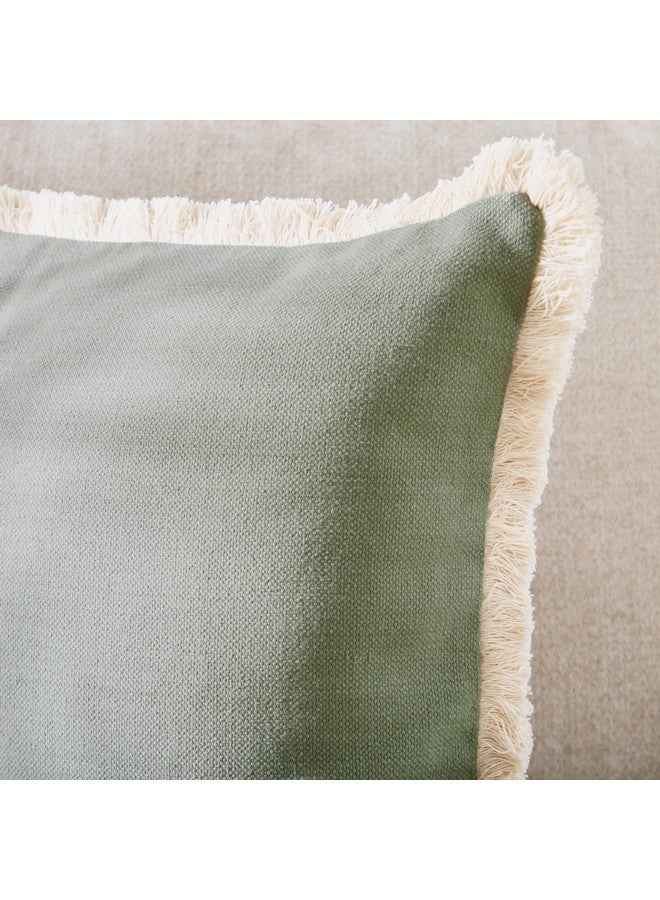 Home Box Artist Verde Solid Fringe Filled Cushion 50 x 50 cm  - Image 2
