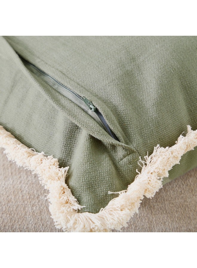 Home Box Artist Verde Solid Fringe Filled Cushion 50 x 50 cm  - Image 3