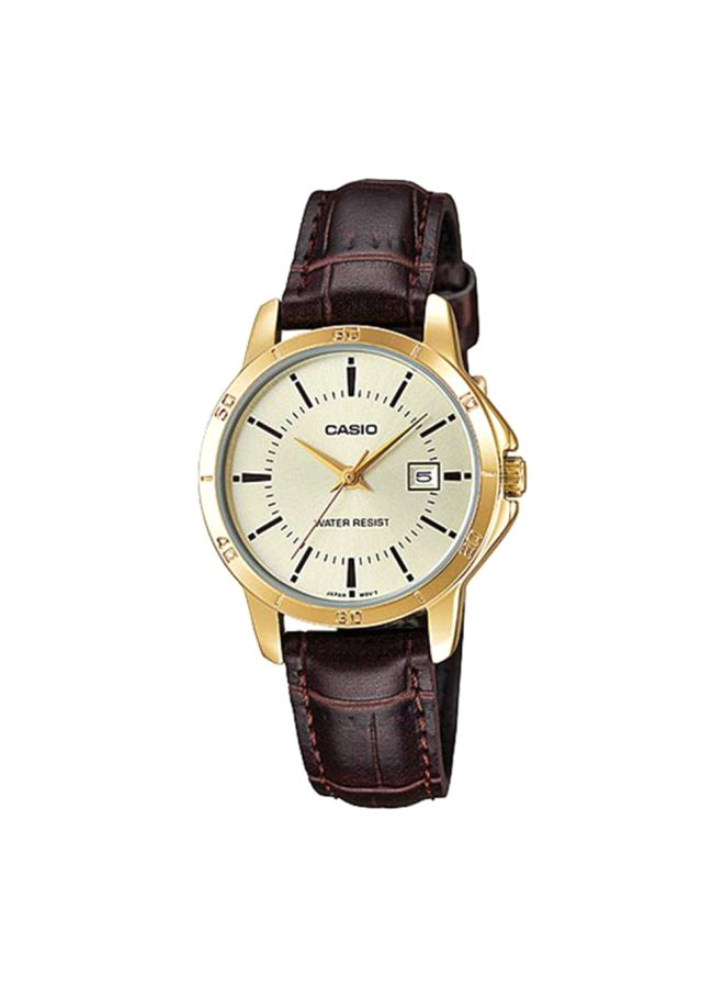 كاسيو ساعة يد بعقارب مقاومة للماء طراز LTP V004GL -7A - مقاس 40 مم - لون بني نساء - Image 1