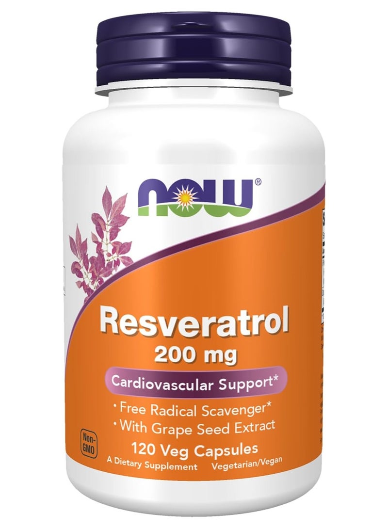 now Natural Resveratrol 200Mg - 120 Veg Capsules