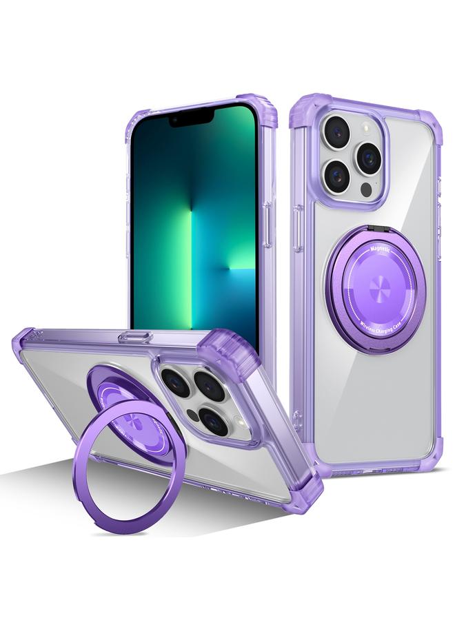 Zaboon Case For iPhone 13 Pro Max Gold Shield CD Pattern MagSafe Magnetic Phone Case with Rotating Stand - Image 1