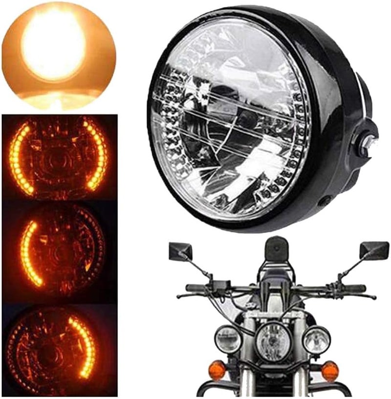 ZERONE مصباح أمامي للدراجة النارية، مصباح قيادة LED عالمي للدراجات النارية مع قاعدة، 7 إنش - Image 1