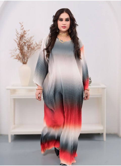 Gradient Pleated Kaftan Dress