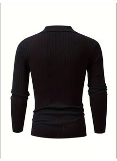 Cool Tarz Cool Style Black Men's Polo Collar Ribbed Knitwear Sweater  - Image 3