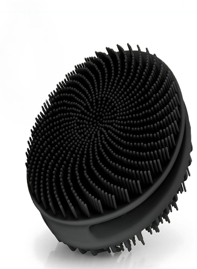 Hian Silicone Body Scrubber for Shower - Dual-Sided Bath Brush with Soft Bristles & Massage Nodes, Deep-Cleaning Round Scrub, (Black Color,Pack of 1) - Image 1