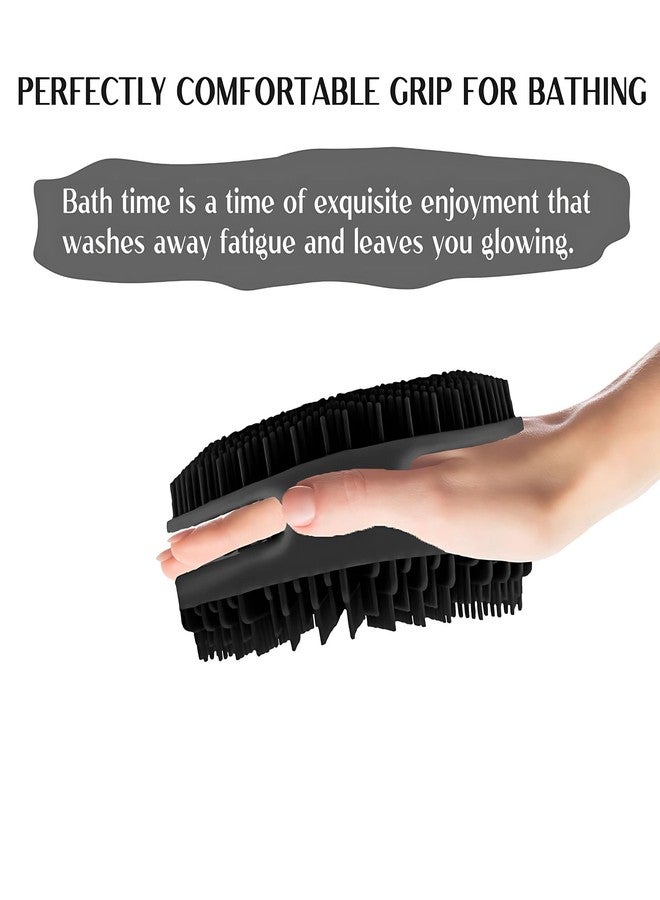 Hian Silicone Body Scrubber for Shower - Dual-Sided Bath Brush with Soft Bristles & Massage Nodes, Deep-Cleaning Round Scrub, (Black Color,Pack of 1) - Image 2