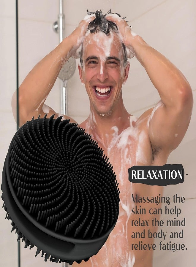 Hian Silicone Body Scrubber for Shower - Dual-Sided Bath Brush with Soft Bristles & Massage Nodes, Deep-Cleaning Round Scrub, (Black Color,Pack of 1) - Image 4