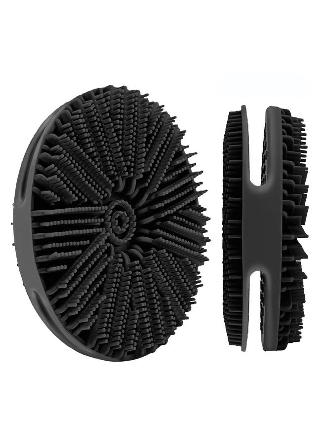 Hian Silicone Body Scrubber for Shower - Dual-Sided Bath Brush with Soft Bristles & Massage Nodes, Deep-Cleaning Round Scrub, (Black Color,Pack of 1) - Image 3