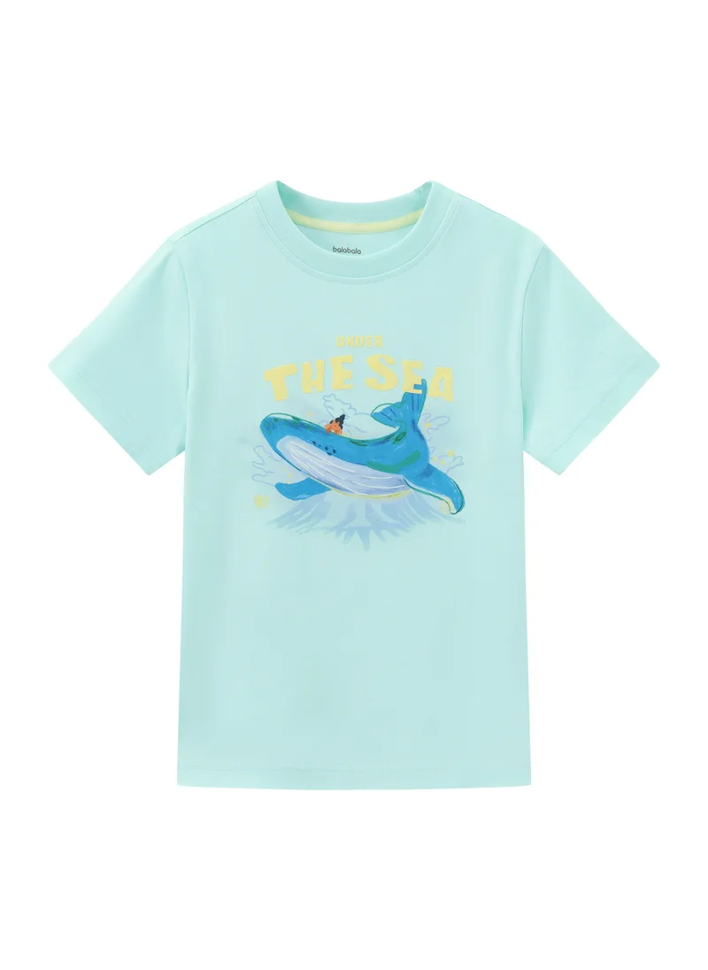 Balabala Kids Boys Round v-neck short-sleeved T-shirt