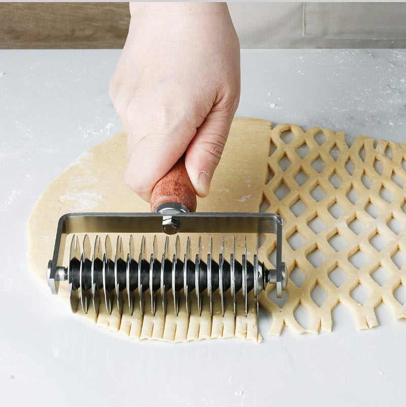 VINMEN Pastry Lattice Roller Cutter - Stainless Steel Dough Lattice for Pie Pizza Bread beef wellington Pastry Crust Roller Cutter - Image 3