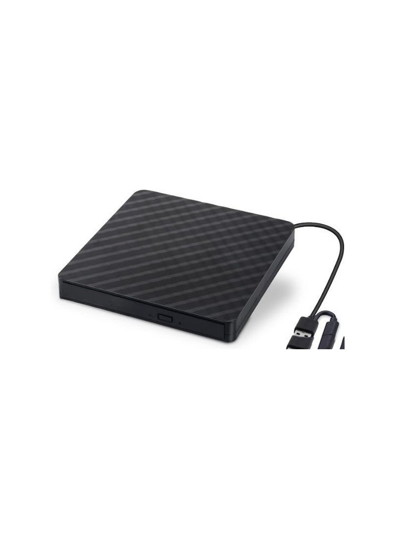 نسّاخ أقراص DVD خارجي USB 3.0 وType-C، تصميم نحيف ومحمول، متوافق مع أجهزة الكمبيوتر المحمولة والمكتبية