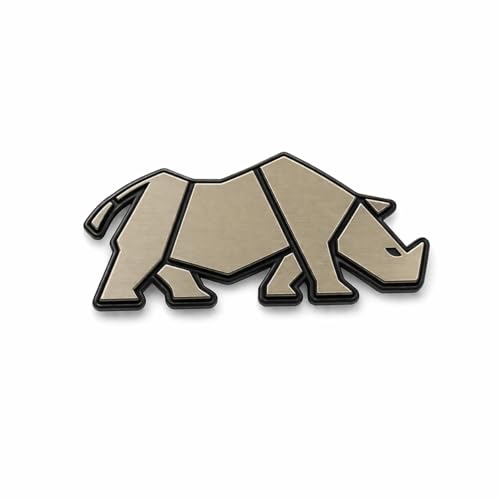 OAN 3D Modern Chrome Geometric Metal Rhinoceros Emblem for Cars and Bikes | Badges Logo Self Adhesive Metal Emblem (Rhino Metalic - 10x5x1 cm) - Image 1