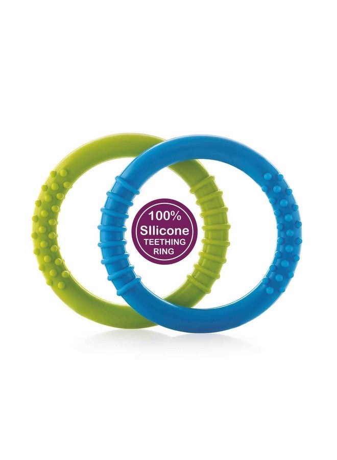 Beebaby Loops Shape Soft Silicone Teether For 6 To 12 Months With Storage Case, Bpa Free Teething Toy For Babies With Textured Surface For Soothing Gums. 100% Food Grade (Loops - Blue_Green) Pack Of 2  - Image 1