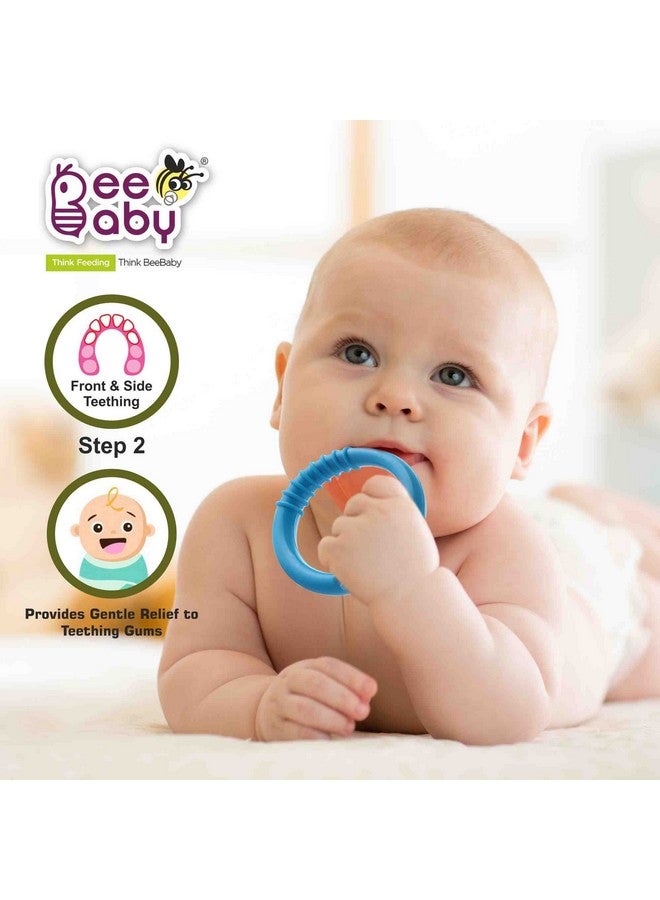 Beebaby Loops Shape Soft Silicone Teether For 6 To 12 Months With Storage Case, Bpa Free Teething Toy For Babies With Textured Surface For Soothing Gums. 100% Food Grade (Loops - Blue_Green) Pack Of 2  - Image 3