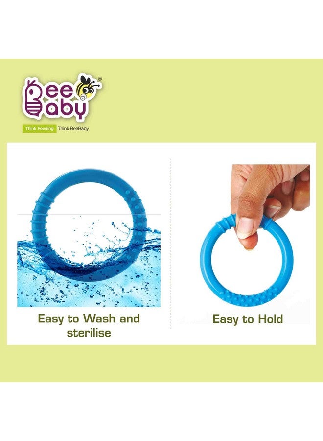 Beebaby Loops Shape Soft Silicone Teether For 6 To 12 Months With Storage Case, Bpa Free Teething Toy For Babies With Textured Surface For Soothing Gums. 100% Food Grade (Loops - Blue_Green) Pack Of 2  - Image 5