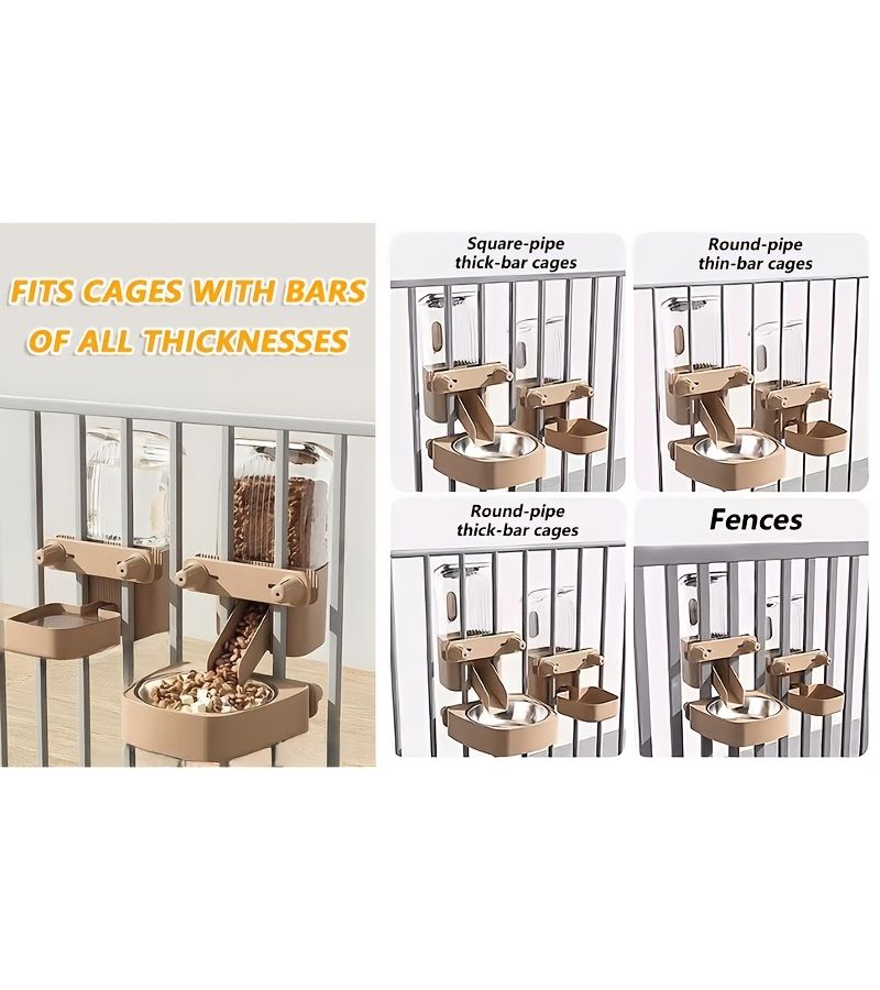 2 Pack Automatic Cage Accessories Feeder Water Dispenser External Refill for All Cage Sizes - Image 2