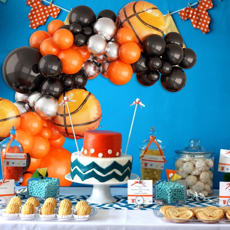 Sowide Basketball Balloons Garland Kit â€“ Orange Black Silver Metallic Balloons with Basketball Foil Balloons for Sports Theme Birthday Party Decorations - Image 4