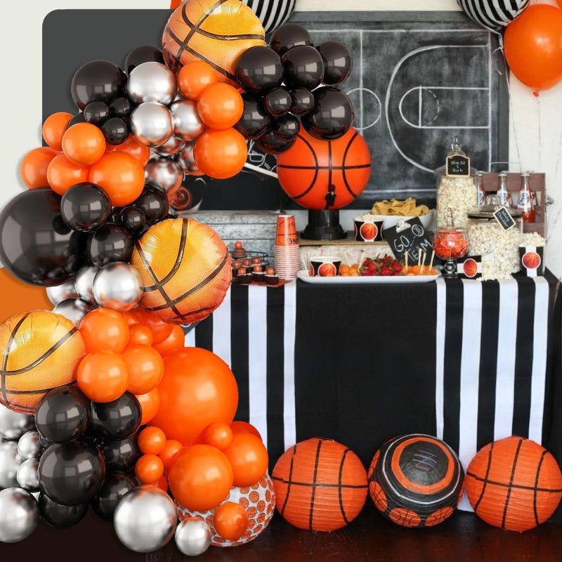 Sowide Basketball Balloons Garland Kit â€“ Orange Black Silver Metallic Balloons with Basketball Foil Balloons for Sports Theme Birthday Party Decorations - Image 5